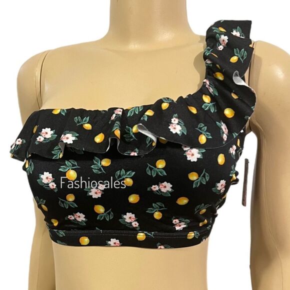 Victoria’s Secret Swim Ruffle One-Shoulder Bikini Top & bottom set Black Lemon - Picture 4 of 13